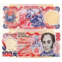 VENEZUELA, ESPECIMEN UNC 100 BS – 1980 - DISEÑO E TIPO A . - P59S (AMERICA) SPECIMEN - MUESTRA **CHUCHOPEREZ**