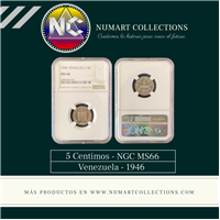 VENEZUELA, 5 CENTIMOS, 1946, NGC MS66. **PUYA**