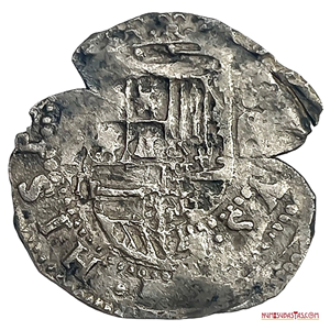 PANAMÁ, CECA DE PANAMÁ, 2 REALES A/P, ENSAYADOR °/B, POSIBLEMENTE BERNARDINO RODRÍGUEZ (1582-1583)